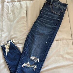 American Eagle Outfitters Dark Blue Distressed Skinny Jeans